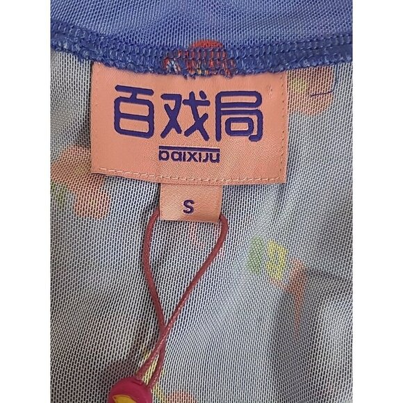 Mukzin Sheer Top Women's Size Small Blue Long Sleeves Tags Attached - Picture 5 of 12